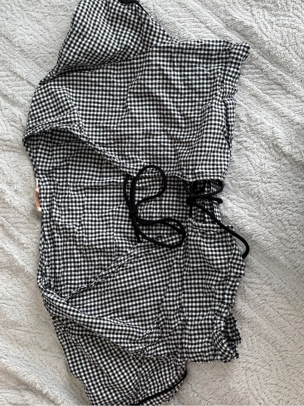 GLG Black and White Gingham Blouse with Tie Detail